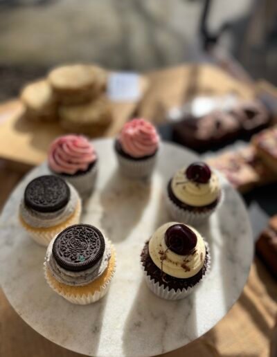 Stall setup with cookies, cakes and brownies