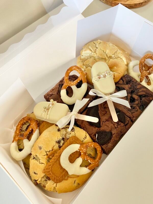 Bespoke mini cookies in luxury postal treat box