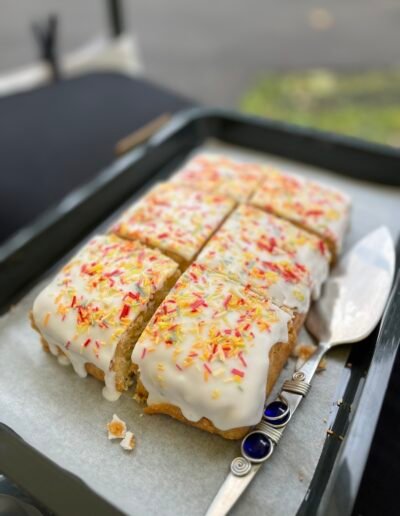 Stall with colourful dessert table display