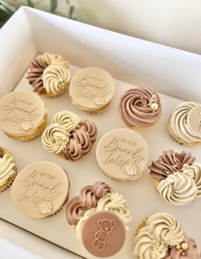 Personalised baby shower cupcakes