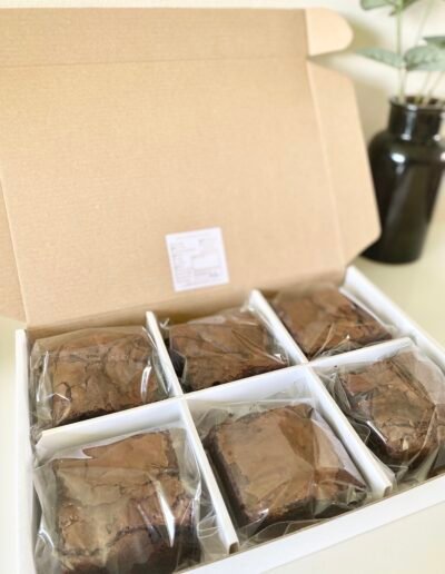 Custom gift box with freshly bakes brownies